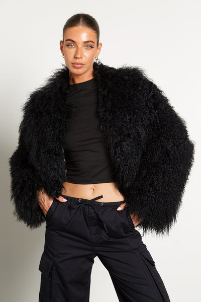 Elsa Cropped Mongolian Fur Coat TwentyFall