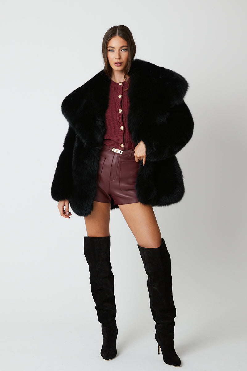 Gabi Full Pelt Fox Fur Coat with Collar