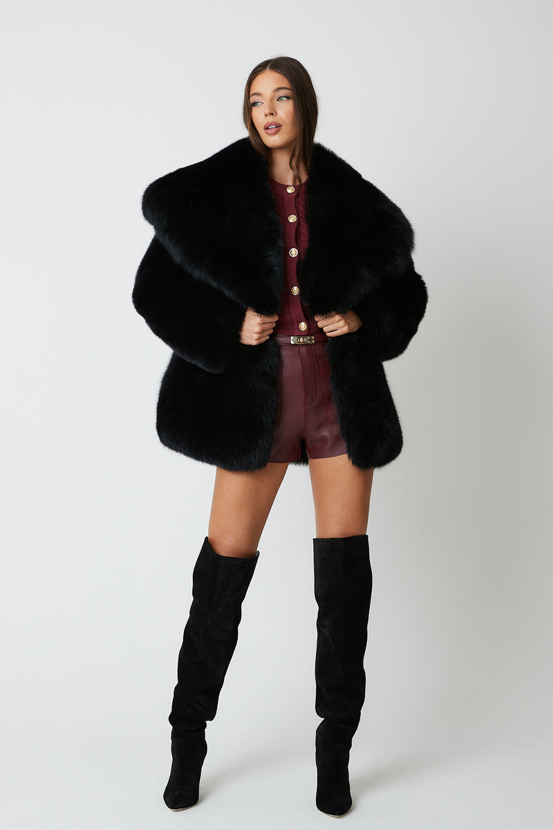 Gabi Full Pelt Fox Fur Coat with Collar