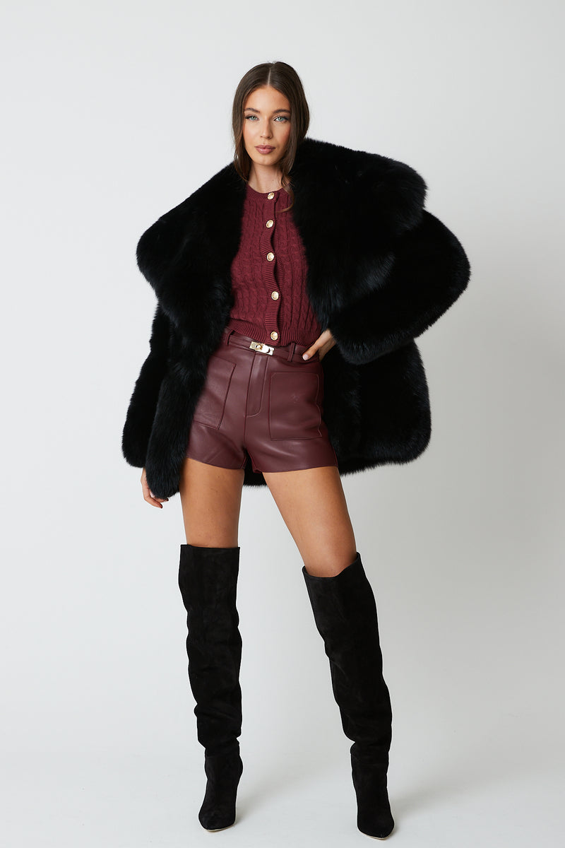 Gabi Full Pelt Fox Fur Coat with Collar