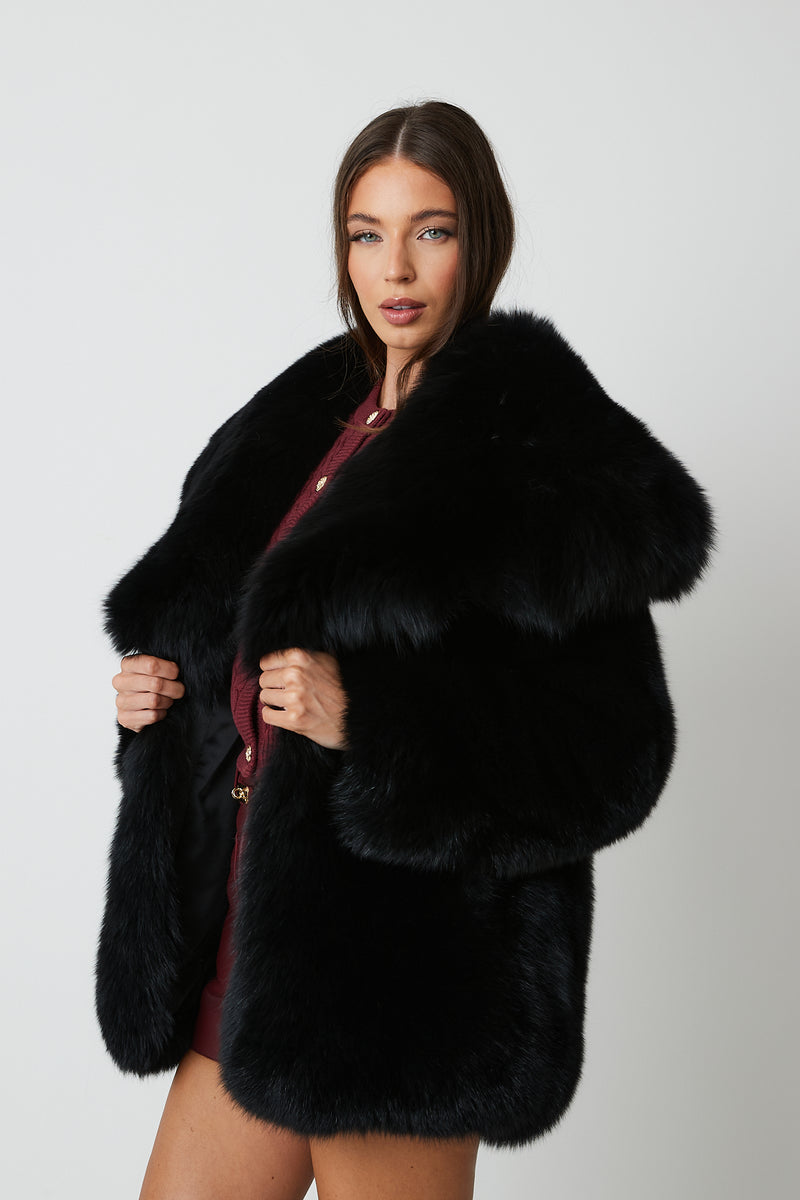 Gabi Full Pelt Fox Fur Coat with Collar