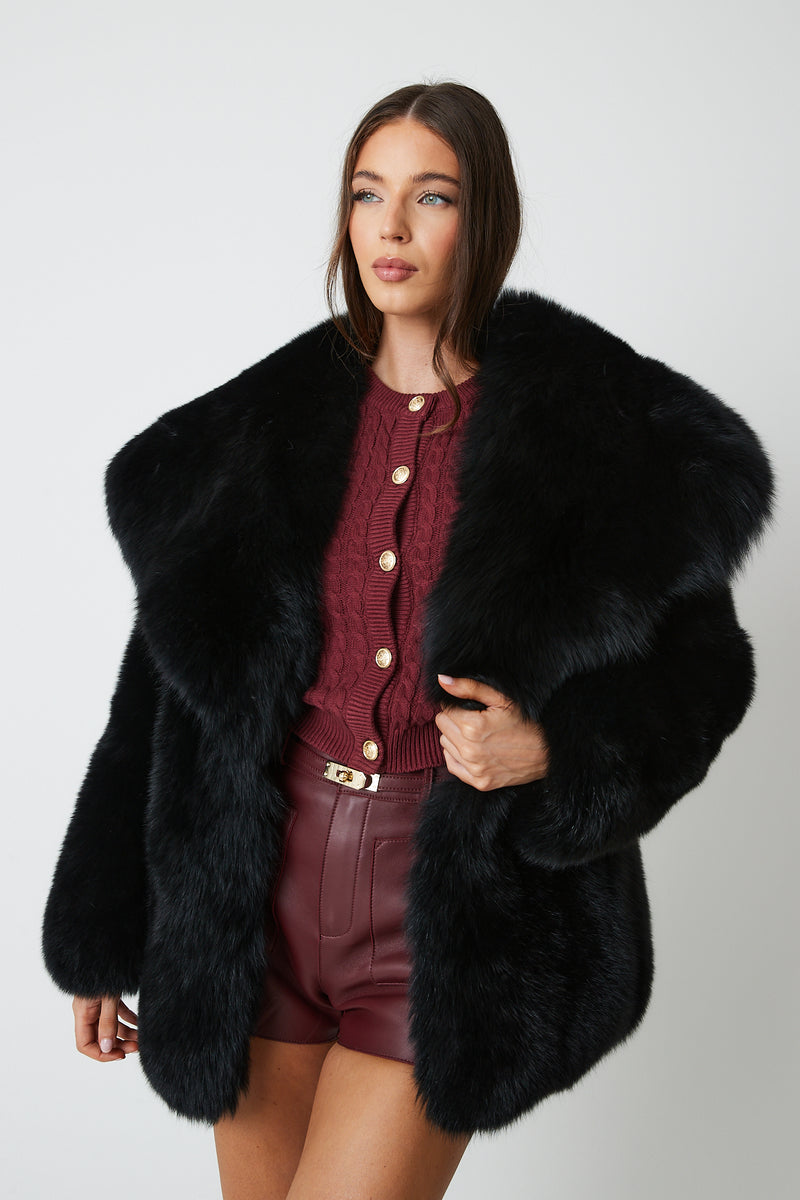 Gabi Full Pelt Fox Fur Coat with Collar