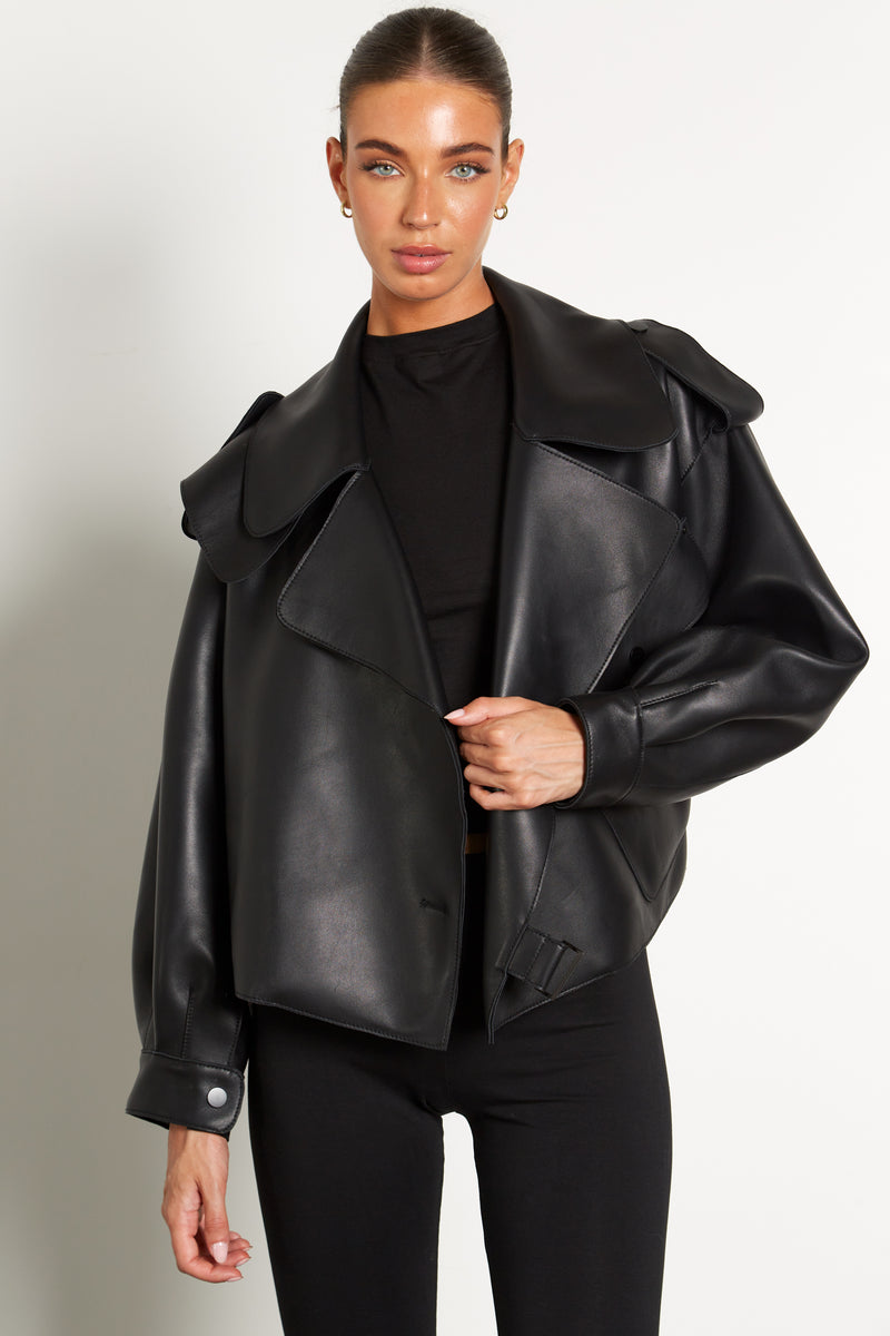 Kara Oversized Leather Jacket – TwentyFall