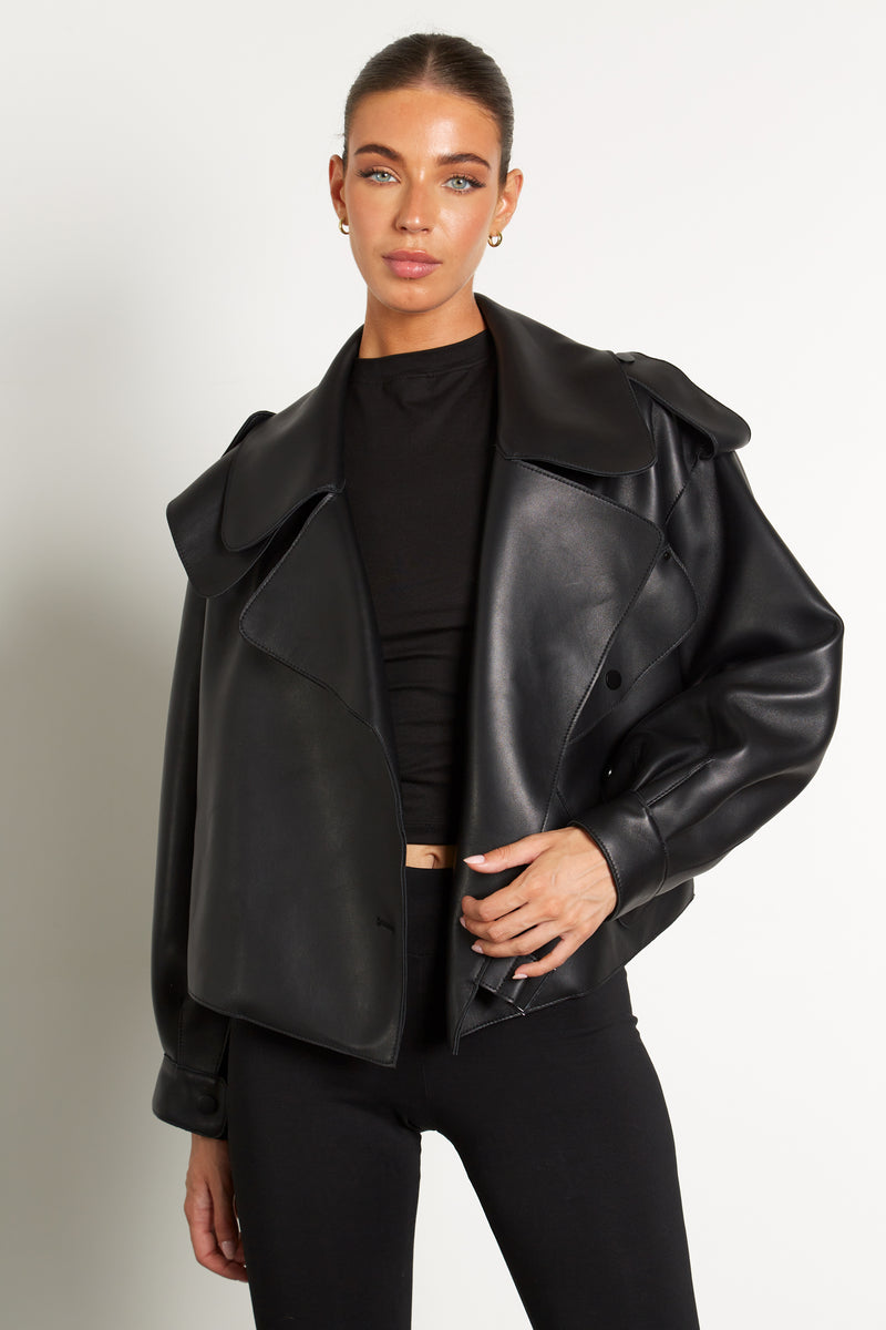 Kara Oversized Leather Jacket – TwentyFall