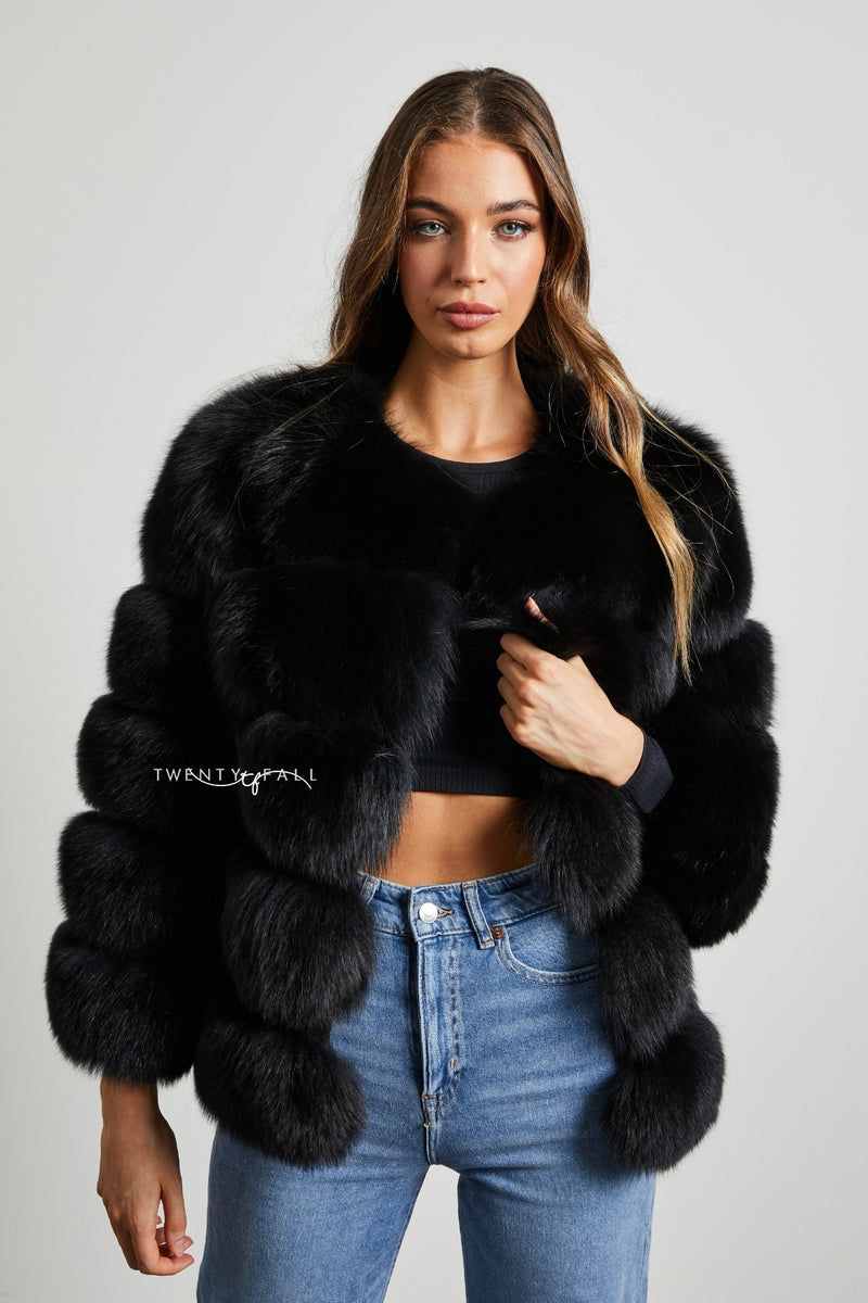 Black 5 Ring Fox Fur Coat – TwentyFall